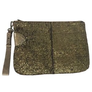 Halston Heritage Clutch Matt Bronze Sequin Leather